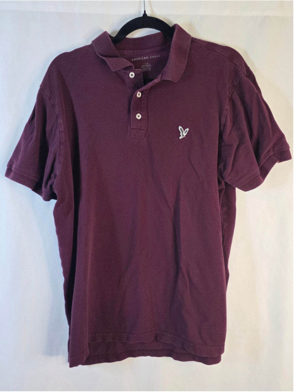 Men's American Eagle Polo Shirt Size L Burgundy